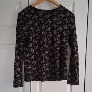 Ralph Lauren Black Floral Blouse